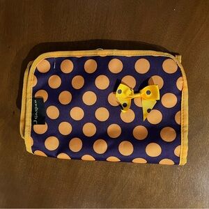 J Garden Purple Gold Polka Dot Makeup Case Accessories Toiletries Travel Bag